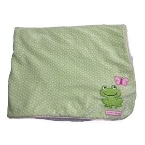 Carters Baby Blanket Butterfly Kisses Frog Pink Green Sherpa Backing